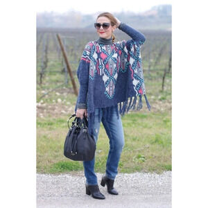 Altar'd State Women's Ethereal Aztec Native American Cape Sweater Size Medium